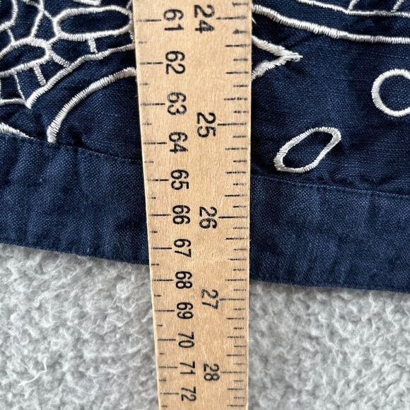 Victor Costa Occasion embroidered Jacket linen paisley Navy Blue White Sz 1X - Picture 3 of 13